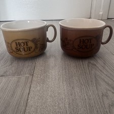Vintage 70’s EIT Ceramic Brown Soup Mugs Retro Kitchenware Set