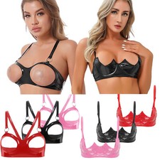 UK Sexy Womens Bra Cupless Tops Underwire Lingerie Clubwear Vest Club Nightwear