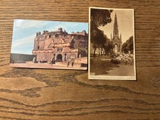 Vintage Postcards Edinburgh Scotland x2 castle monument 
