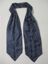 Vintage Gents TM Lewin All Silk Cravat  Polka Dot Navy Blue Mod Goodwood Classic