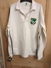 United Colors of Benetton Men's White and Green Rugby Jersey- Size XL- Pit To...