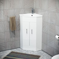 Nes Home White Corner Vanity