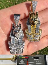 MOISSANITE Anubis Pendant Real 925 Silver / Gold Iced Ancient Egyptian Necklace