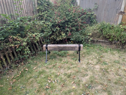 Reclaimed oak and metal bench - reclaimed,