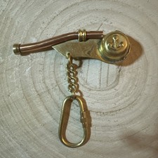 Vintage Nautical Boatswain's Bosun’s Call Whistle - Copper/Brass Keyring (R.S)