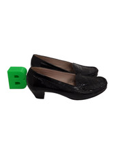 FOOTGLOVE Womens Size UK 6 Black Snake Print Casual Leather Heel Shoes PRE-LOVED