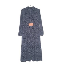 Whistles Shirt Dress 10 Blue Black Eucalyptus Print Midi Shirt Long Sleeve