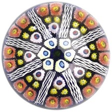 Mid-century Strathearn Scottish glass wheel millefiori cane Paperweight C.1970's