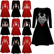 Women's Long Sleeve Stretch Dress - Christmas Party Top, Festive Holiday Outfit