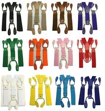 Mens Suspenders Braces with Clip & Syntheti Leather Button ON Strong 3.5 cm Wide