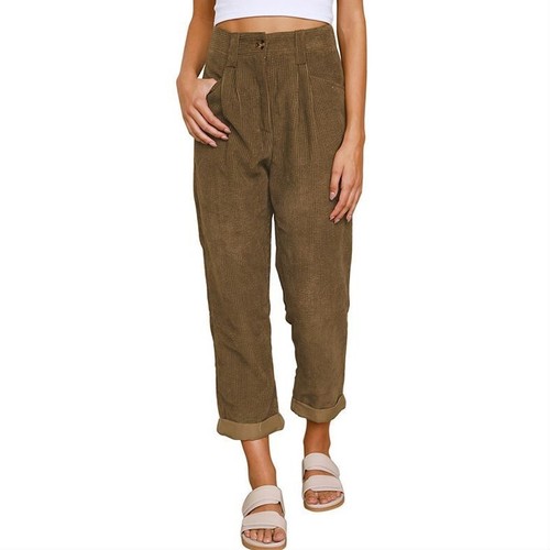 Ladies high waist casual pants - waist,
