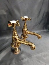 GOLD PLATED BASIN TAPS, NEW OLD STOCK, BASIN TAPS 10 CM REACH SPOUT D4