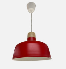 IKEA BUNKEFLO Pendant Lamp Light Red Steel Solid birch 14" New