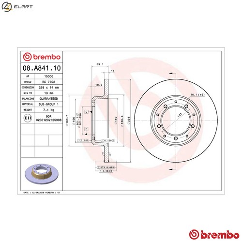 Brake disc a841 10 - 2x, for
