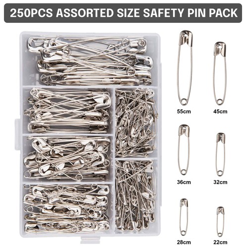 250x safety pins assorted - safety,