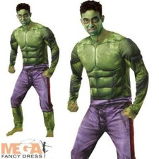 Adults Hulk Deluxe Costume Fancy Dress Mens Comic Book Marvel Superhero Costume