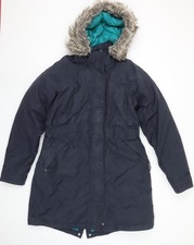 The North Face Women Blue L Parka Coat Faux Fur Hooded Down Insulated