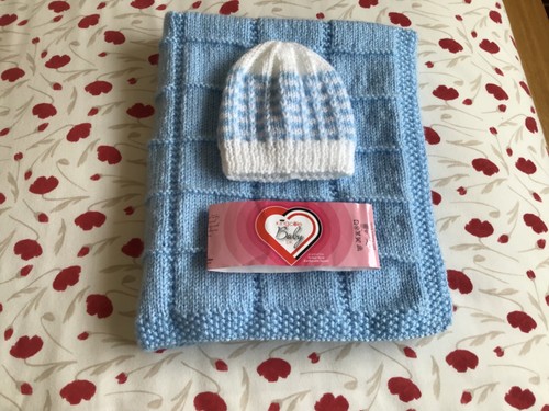 Hand knitted blue - baby, blanket