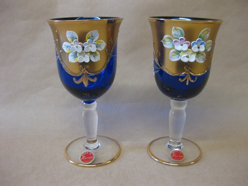Murano wine glasses cobalt - 2,
