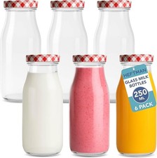 Set of 6 Glass Milk Bottles