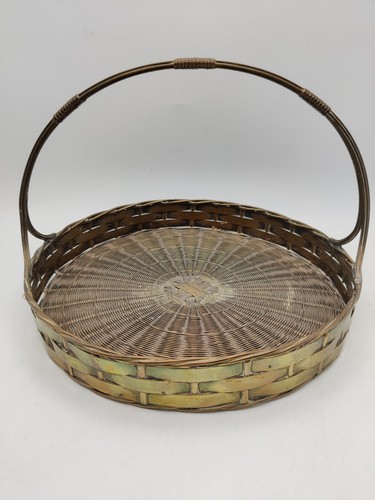 Round woven metal tray - metal,