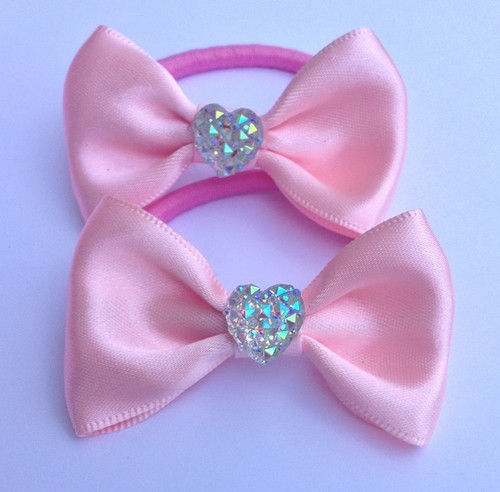 Pair pink satin - pair, diamante