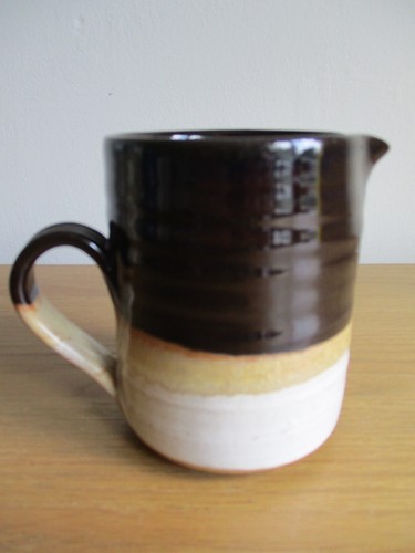 Studio pottery milk jug brown - studio,