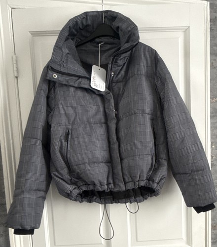 Unisex grey check - hooded, short