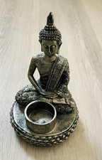 MEDITATING THAI BUDDHA STATUE TEALIGHT HOLDER BRONZE GOLD COLOUR ORNAMENT