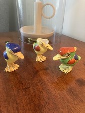 Antique Crown Staffordshire Three Piece  Bird Cruet Set. 1930’s. Winking Birds.