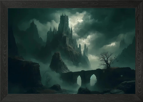 Haunted gothic castle framed - castle,