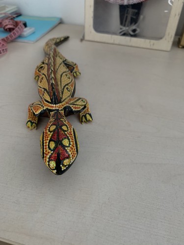 Hand made wood lizard - by,