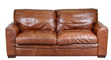 LUXURY VIVA ITALIAN DESIGNER TAN LEATHER 3 SEATER SOFA