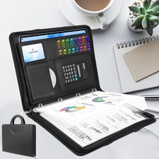 A4 Zipped Conference Folder Business Portfolio PU Leather A4 Document Case Bag