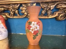 Antique Aller Vale unglazed terracotta vase with flowers, Torquay ware