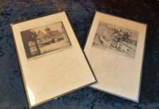 Pair of Leon Verdier Etching Print of Windsor Signed circa 1920s 19cm x 15cm