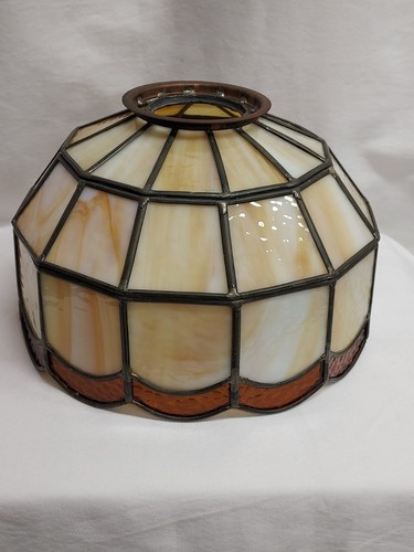 Vintage slag glass leaded lamp - glass,