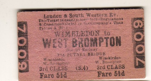 Railway ticket lswr wimbledon - railway,