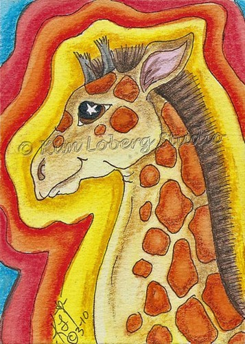 Aceo original giraffe loberg - aceo,