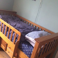 Marks&Spencer wood cabin bed with ladder, cupboards, shelves, desk and bookcase