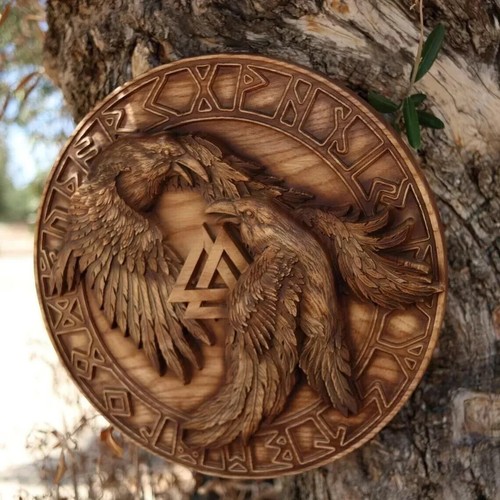 Viking symbol raven wooden - viking,
