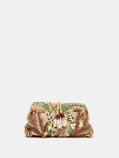 Zara Beaded Printed Pouch Bag