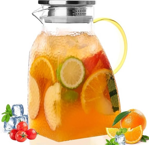 Glass pitcher with - glass, lid