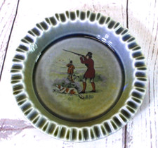 Wade Armagh Hunting Scene Dogs Green Irish Porcelain Ashtray Ireland