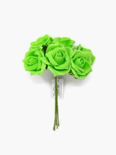 6 Head Foam Rose Bunch Wedding Bouquet Artificial Flower - Large Colour Choice