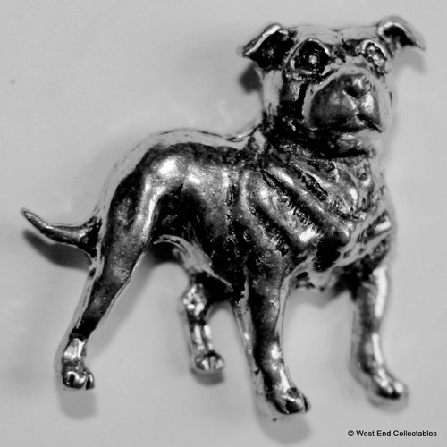 Staffie dog pewter pin brooch - staffie,