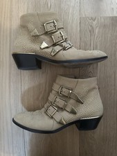 Chloe Susanna ankle boots studded leather with box 37.5 Tan / Nude