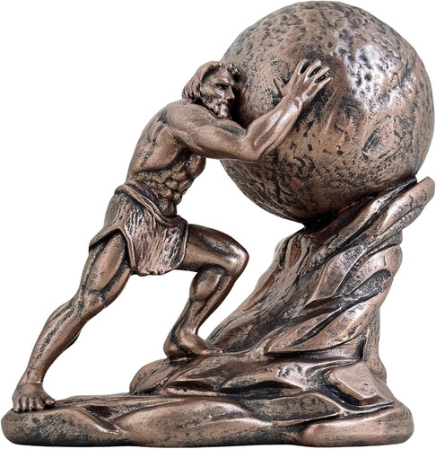 Bronze sisyphus statue greek - sisyphus,