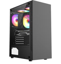 Mid Tower Sleek Pc Case 3x 120mm Quiet Cooling Fans for gaming