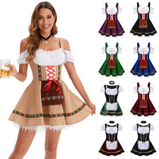 UK Women Cosplay Costumes Oktoberfest Beer Maid Halloween Party Mini Fancy Dress